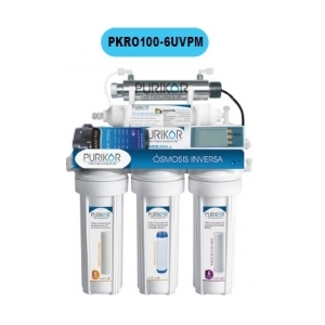 Sistema de Ósmosis Inversa Residecial 100 GPD de 6 Etapas con Bomba y Luz UV marca PURIKOR