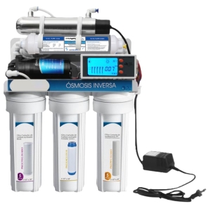 Purificador de Agua Ósmosis Inversa Alcalinizadora de 7 Etapas con Bomba y Luz UV  (RO100-7UVPM+Hydronix) by PySASA